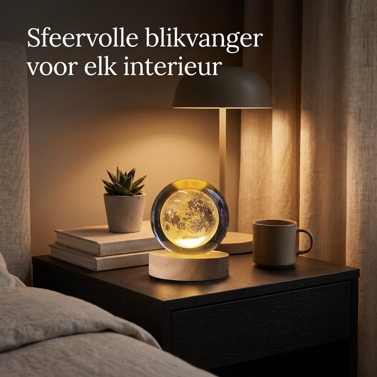 3D - Maankristallen bol, - 6 cm kosmische decoratieve kwartsglazen bol, ruimte astronomische decoratieve sculptuur (woondecoratie cadeau) *1 stuk