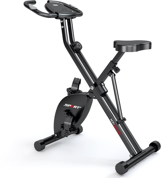 YEE GOO Opvouwbaare Hometrainer Fiets - Fitness Fiets - Spinning Fiets - 8 Niveaus Magnetische Weerstand - Indoorfiets - Hartslagsensoren - in hoogte verstelbaar - LCD-display - houder voor telefoon/tablet -Zwart