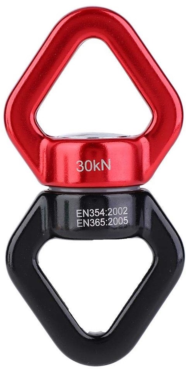 Dailygoods - Swivel Connector 30KN - Outdoor Rotatieapparaat - 360° Draaibaar - Veiligste Swing Zwenkverbinder - Klimmen en Yoga - Rood Zwart