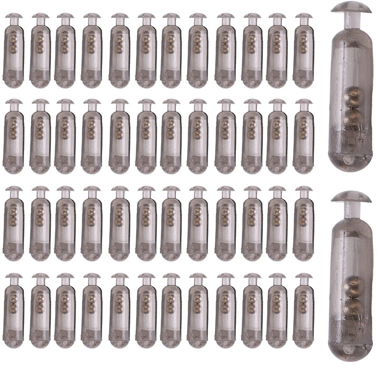 Dailygoods - Vissen Rammelaar - Duurzaam Vissen Aas - Transparant Zwart - Geluid Lokken - Verhoogt Vangstkans - Geschikt voor Alle Vissers - 50 Stuks