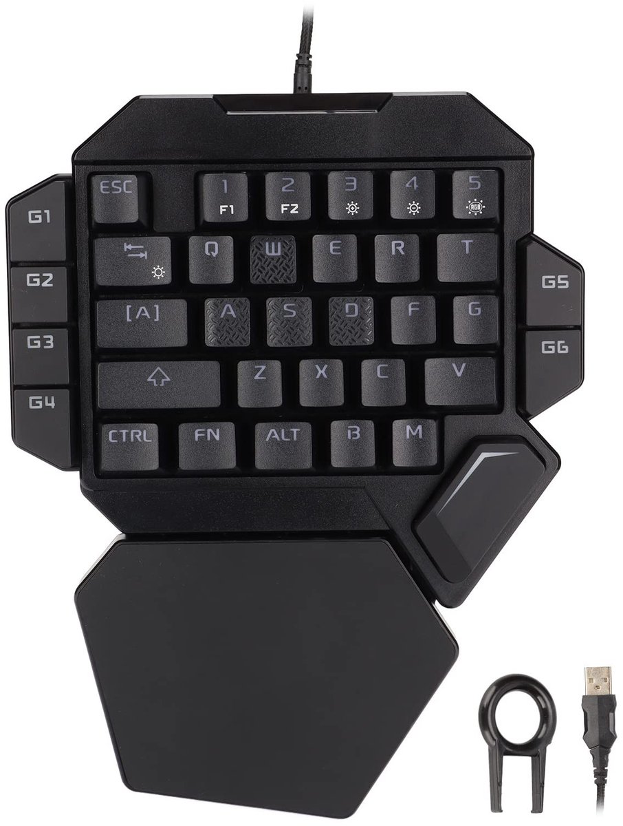Dailygoods - Eenhandig Gamingtoetsenbord - Mechanisch Toetsenbord - Ergonomisch Ontwerp - Draagbaar Mini-toetsenbord - RGB-achtergrondverlichting - Ge