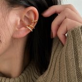 Triple Layer Earcuff Set - 3 Stuks 18K Verguld Earcuff - 925 Sterling Zilver - Luxe Dames Sieraden - Dames Oorbellen