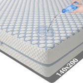 Waterdichte Matrasbeschermer 140 x 200 cm met Verkoelend Materiaal en Rits - Antibacteriëel - Waterdichte Matras Beschermer Incontinentie Matrasbeschermer - molton 140cm x 200 cm