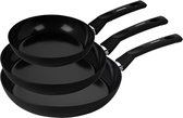 Combekk Tundra Easy batterie de poêles 3 pièces Ø 20 cm Ø 24 cm Ø 28 cm - Sans PFAS - Revêtement antiadhésif en céramique - 100 % aluminium recyclé - Compatible induction - Lavable au lave-vaisselle - Noir