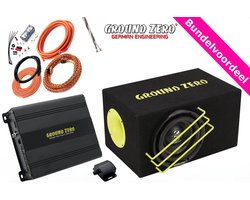 1000W Ground Zero compacte 8'' Subwoofer Kist + Monoblock + Bass Controller + Kabelset