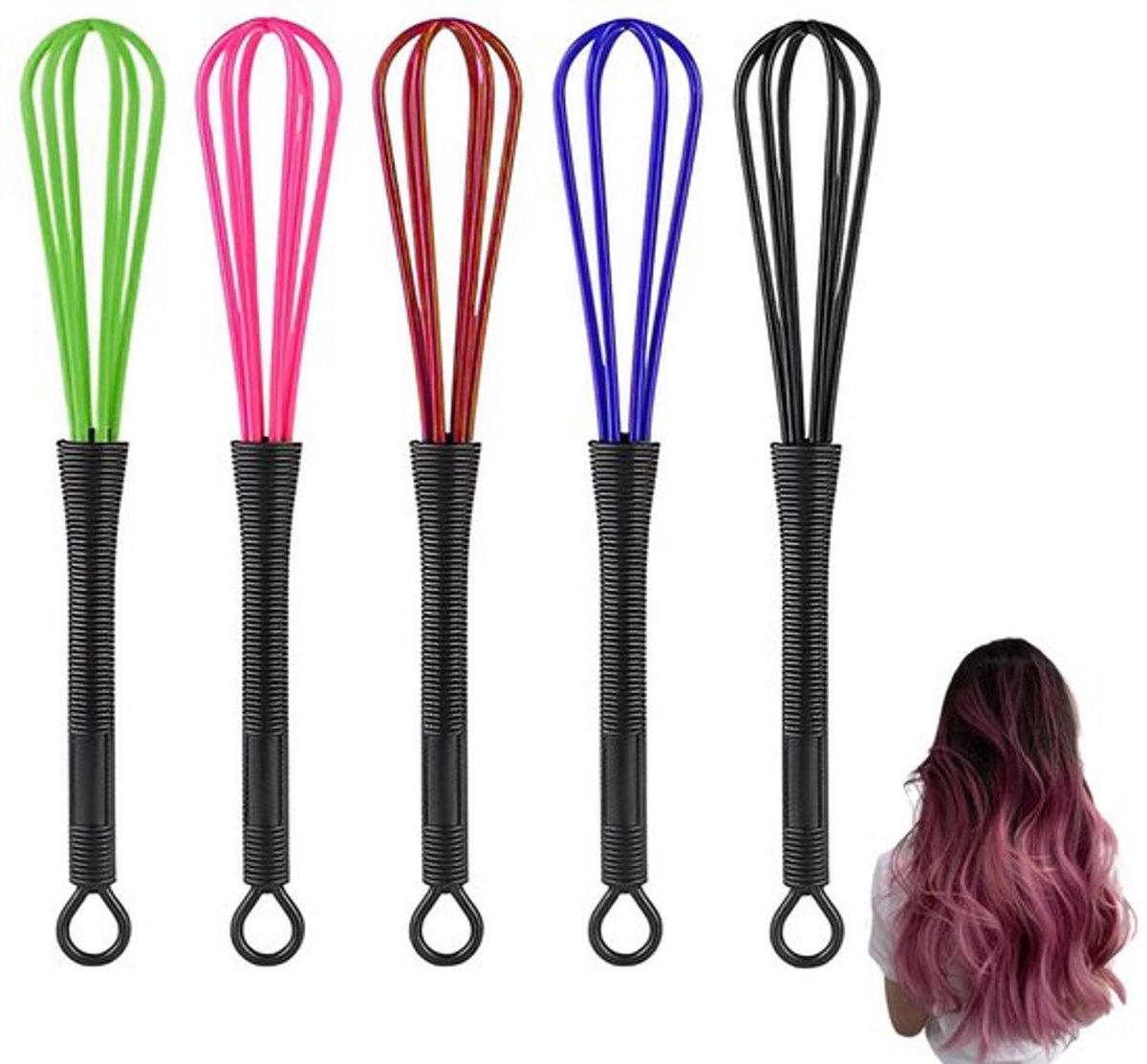 Mini Garde Klein 5 Stuks Garde Set voor Kappers Garde Plastic Salon Haarverf Crème Garde Keuken Ballon Mixer Roerhulpmiddel