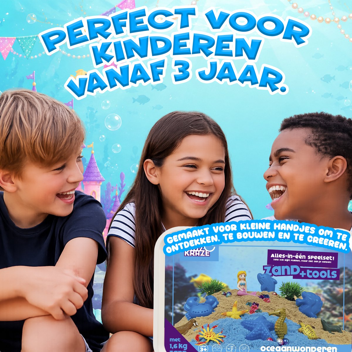 Craze Kinetisch Speelzand – 6 Kleuren – 510 G – Antibacterieel – Plakt Niet – Droogt Niet Uit – Geschikt Voor Binnen – Magisch Kneedzand