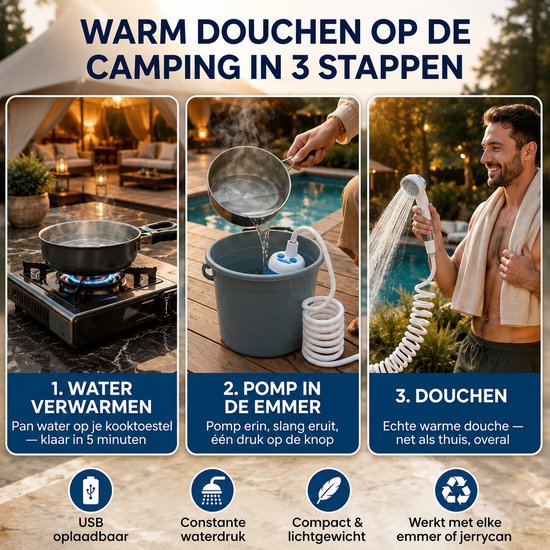 Homecrafted Camping Douche - Homecrafted Draagbare Waterpomp Kit - Buitendouche - Tuindouche - Draagbare Douche - Mobiele Douche - Met Douchekop Voor Op Reis — afbeelding 3