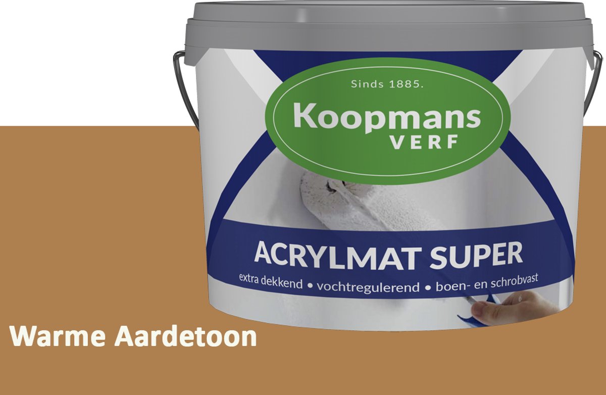 Koopmans Acrylmat Super Matte Muurverf – Professionele Binnenmuurverf en Buitenmuurverf – Reukarm en Afwasbaar – Warme Aardetoon – 10 liter