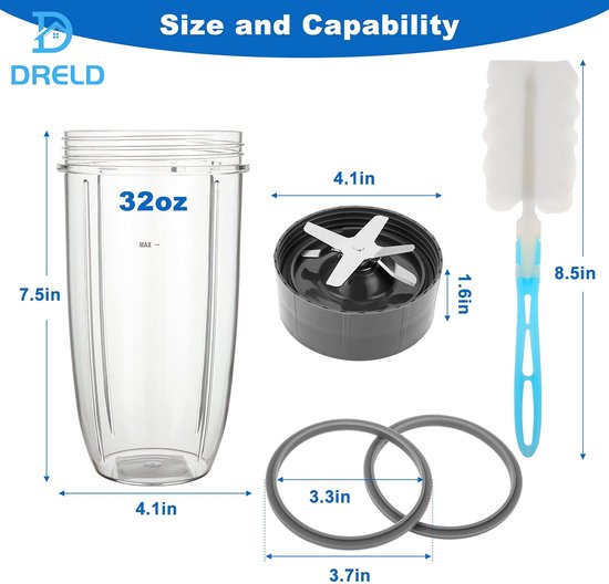 Blender onderdelen 32oz - vervangende cups en extractor bladen - geschikt voor Nutri Bullet 600W/900W - ShopVlot van Blender — afbeelding 4