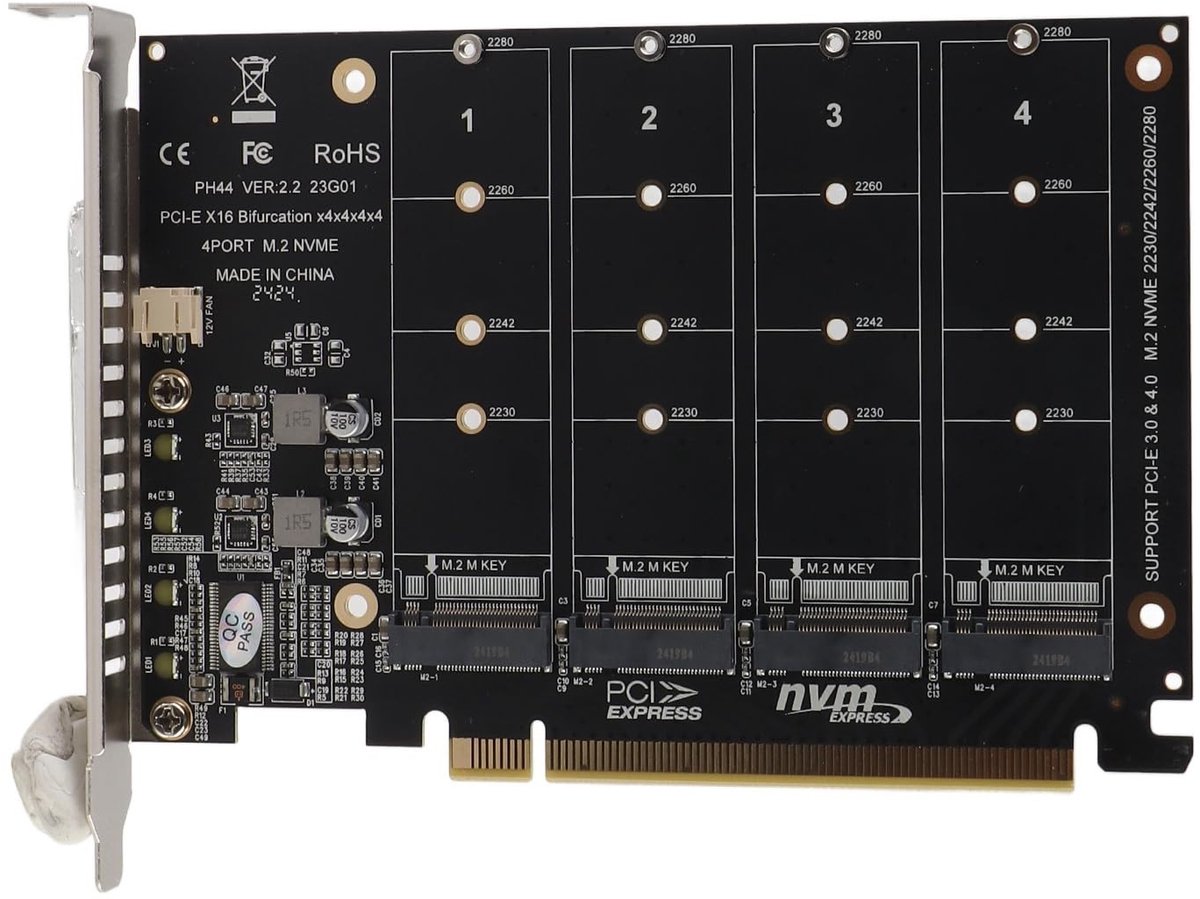 OmGoods - Dailygoody - 4-poorts Host Controller - PCI-e Uitbreidingskaart - Eenvoudige installatie - M.2 converter - Voor computeroptimalisatie - Gesc...