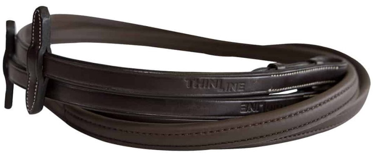 ThinLine - Full Wrapped Engelse Teugels - Anti-Slip Grip - Stud Haak zonder Stops - 54"/137cm - Donker Bruin