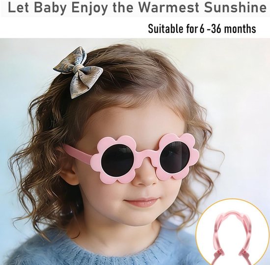 Babyzonnebril Bloemvorm - Peuterzonnebril UV400 - Bescherming tegen zon - Flexibel siliconen frame - 6-36 maanden - Roze — afbeelding 5