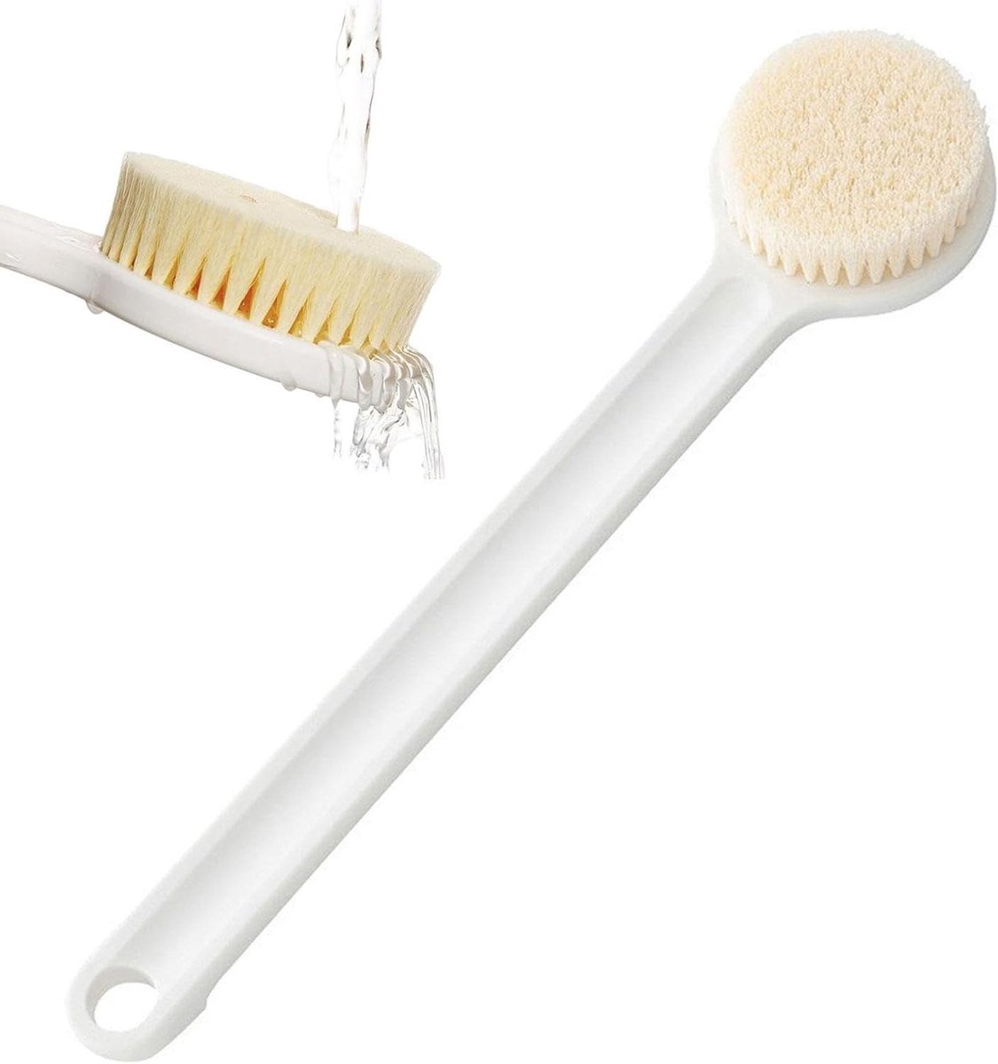 Douche Borstel - Lange Handgreep - Lichaam Reinigen - Ergonomisch Ontwerp - 34 cm Lengte - Grijs