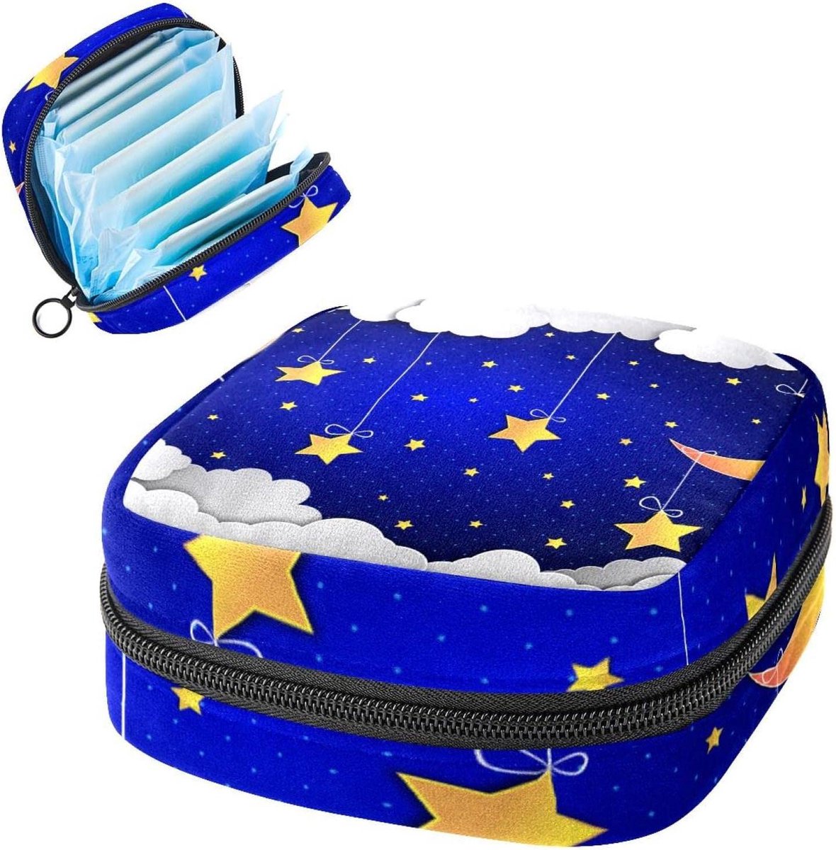 Maandverband Opbergtas - Draagbare Hygiëne Tas - Discrete Opslag - Zacht Duurzaam Materiaal - 17x17x12 cm - Meerkleurig