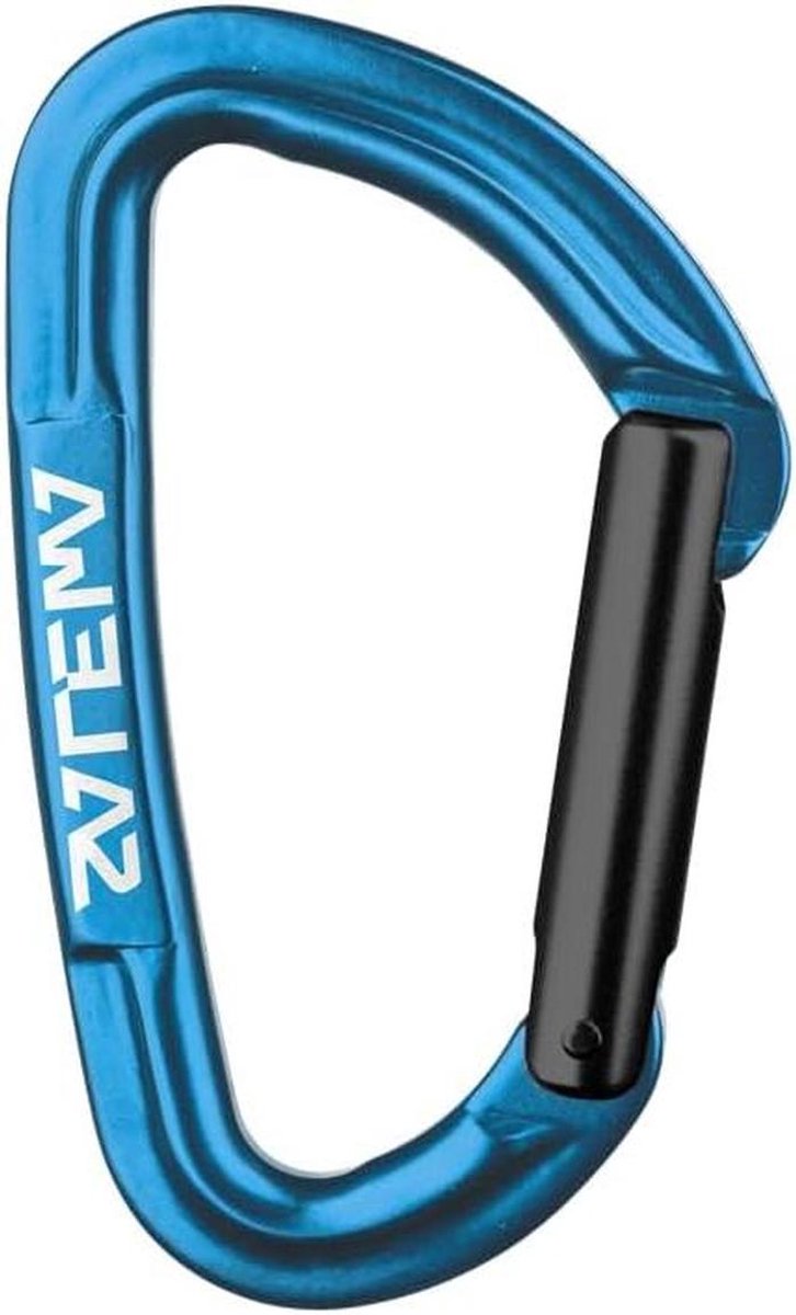 Klimkarabiner - Met borging - Bergsport - Schroefslot - 100 x 64 mm - Blauw