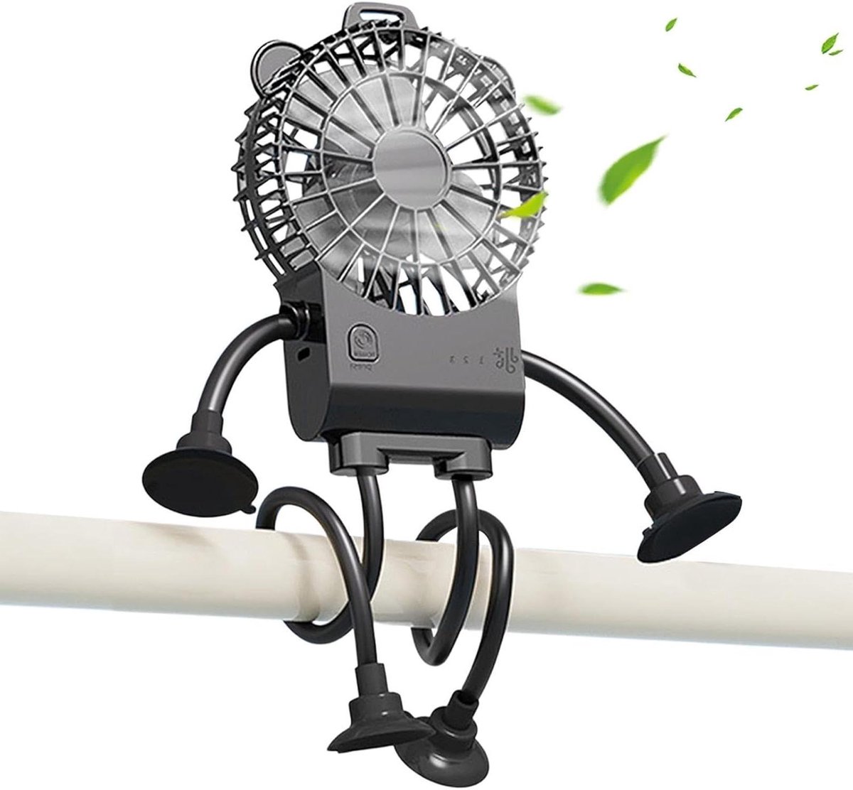 Tafelventilator Robot - Mini ventilator - Persoonlijke koeling - Zuignap bevestiging - 5 x 16.7 x 5 cm - Zwart
