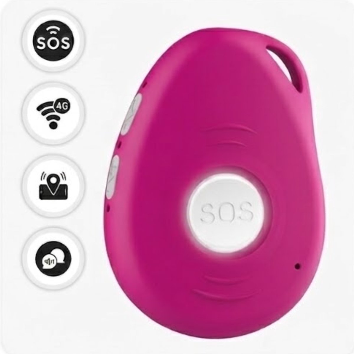 MijnSOS® Alarmknop voor Ouderen - Persoonlijk Alarm Senioren - Valdetectie Noodknop & 4G GPS Tracker zonder Abonnement - Waterdicht IP67 - SOS Persoonsalarm Dementie - Noodsignaal en Paniekknop - Personenalarmering knop - Roze