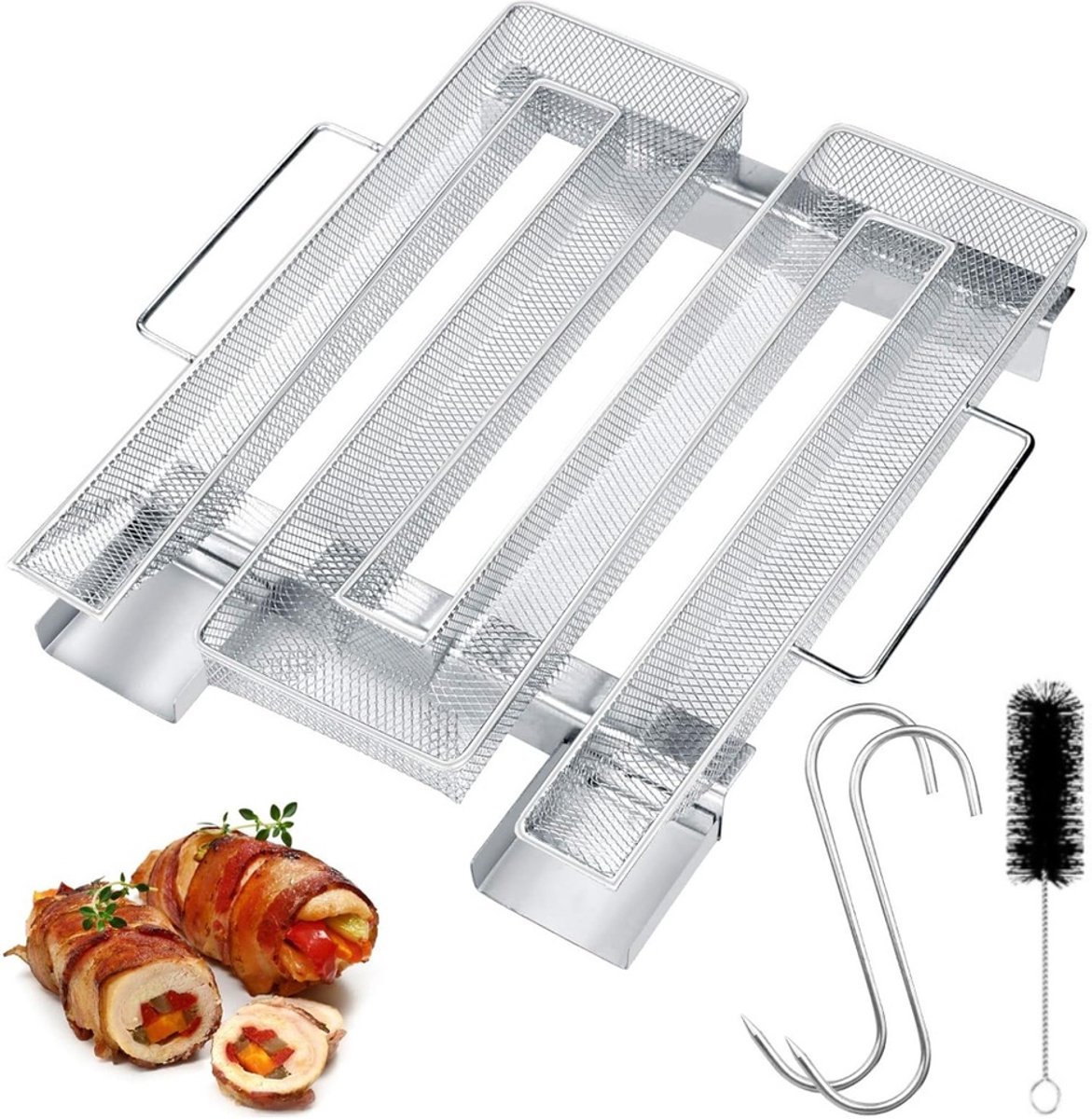M-vormige koude rookgenerator met handgreep, roestvrij staal, 12 uur rookoutput – Geschikt voor grills, barbecue en voedselbereiding