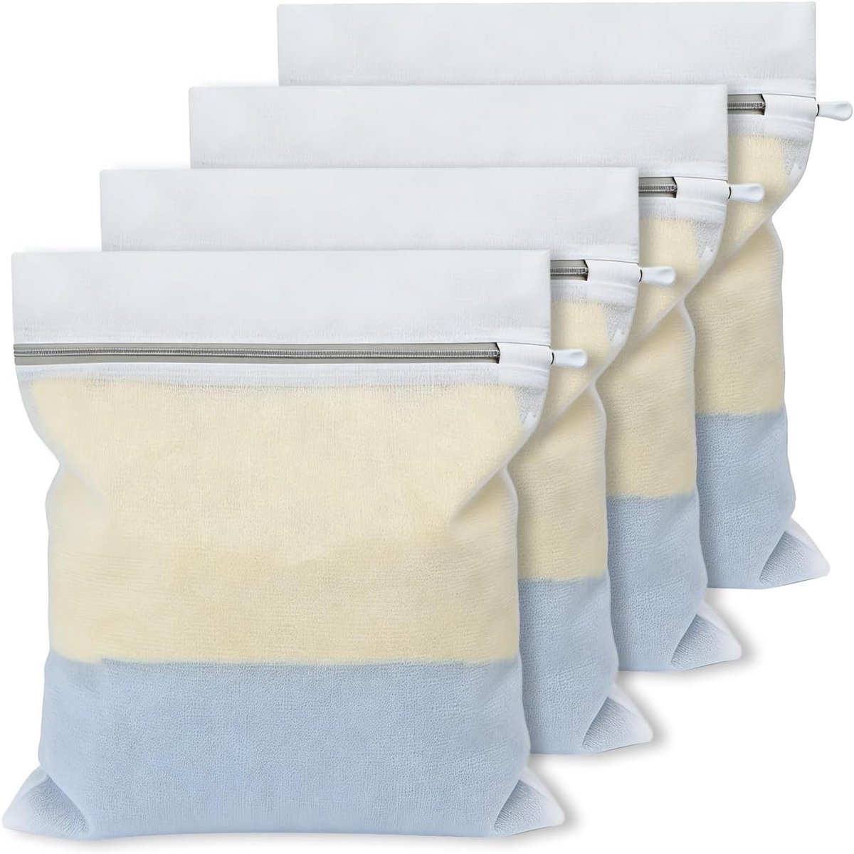 Set van 4 Wasnetten voor de Wasmachine met Verborgen Ritsen, Duurzaam en Sterk, Ideaal voor Kleding, Ondergoed en Babykleding (25 x 30 cm)