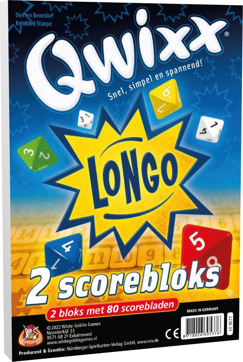 White Goblin Games - Qwixx Longo Bloks (extra scoreblocks) - Dobbelspel - 2 tot 5 spelers - Voor de hele familie - uitbreiding - Gezelschapsspel — afbeelding 6