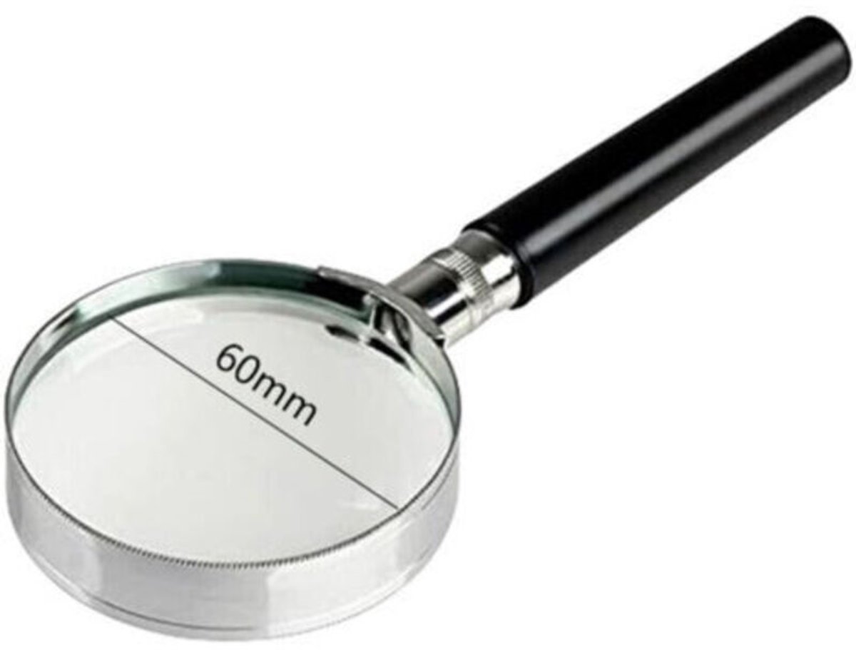 5x vergrootglas om te lezen, met handvat, 60 mm diameter, handzaam, geschikt om te lezen, voor kinderen en ouderen.