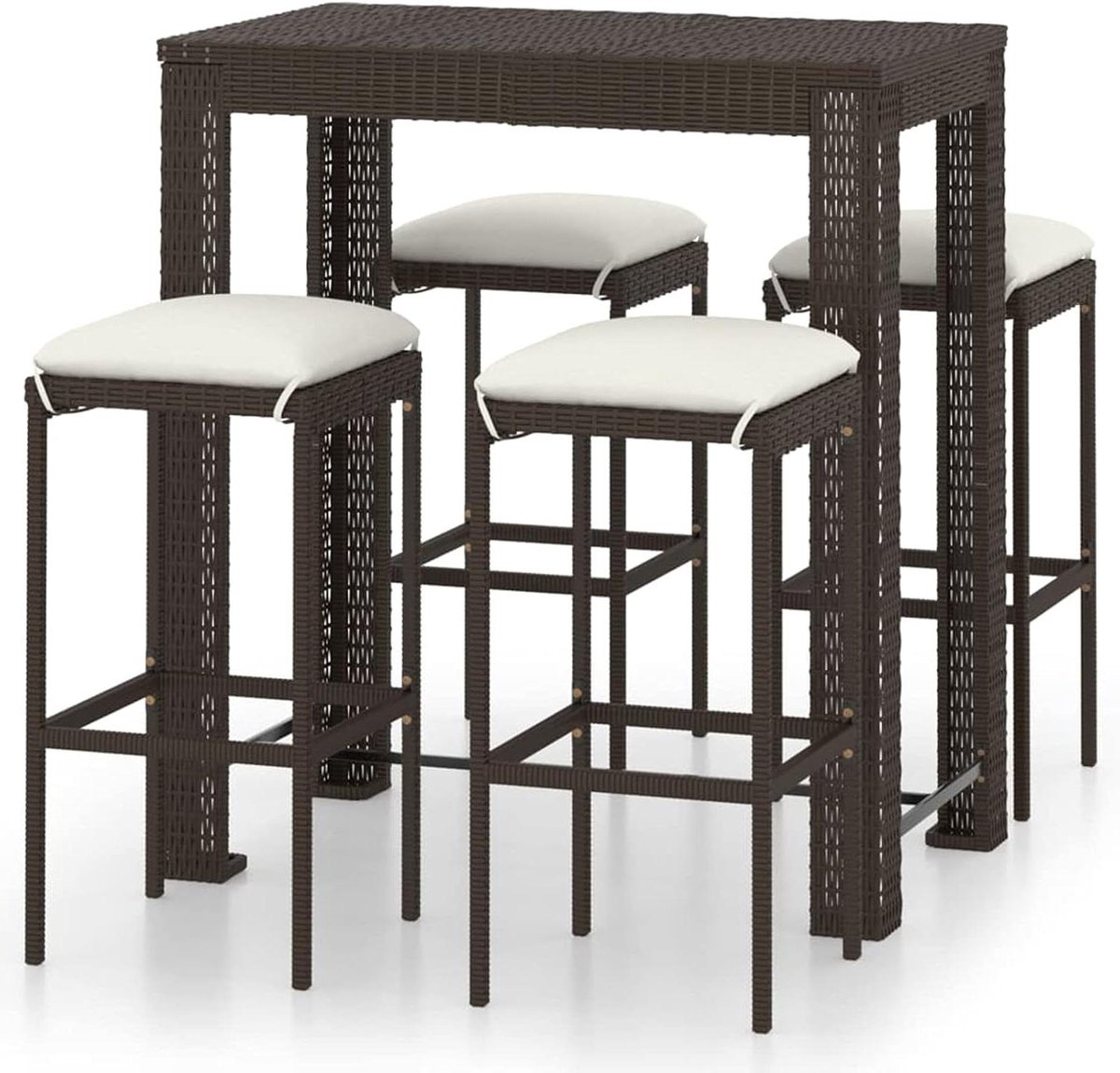 Tuin barset - Buitenmeubels - Gezellig samenzijn - Weerbestendig rotan - 5 stuks - Bruin