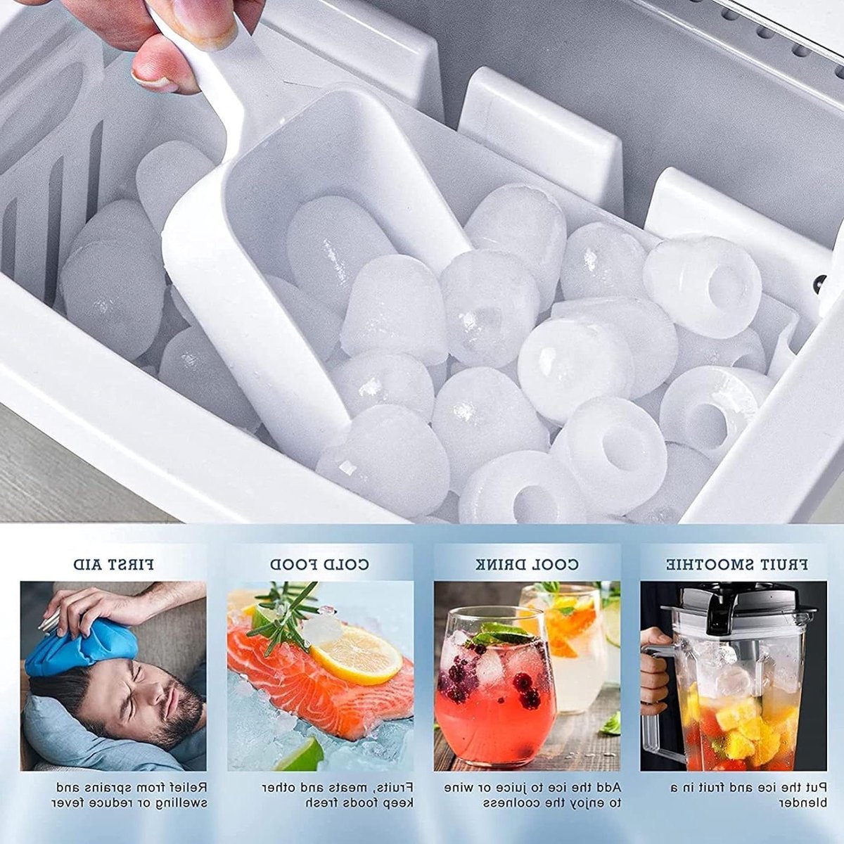 IJsmachine - IJsblokjes maker - Dranken Koelen - Snel ijsblokjes - 10 kg per dag - Zilver