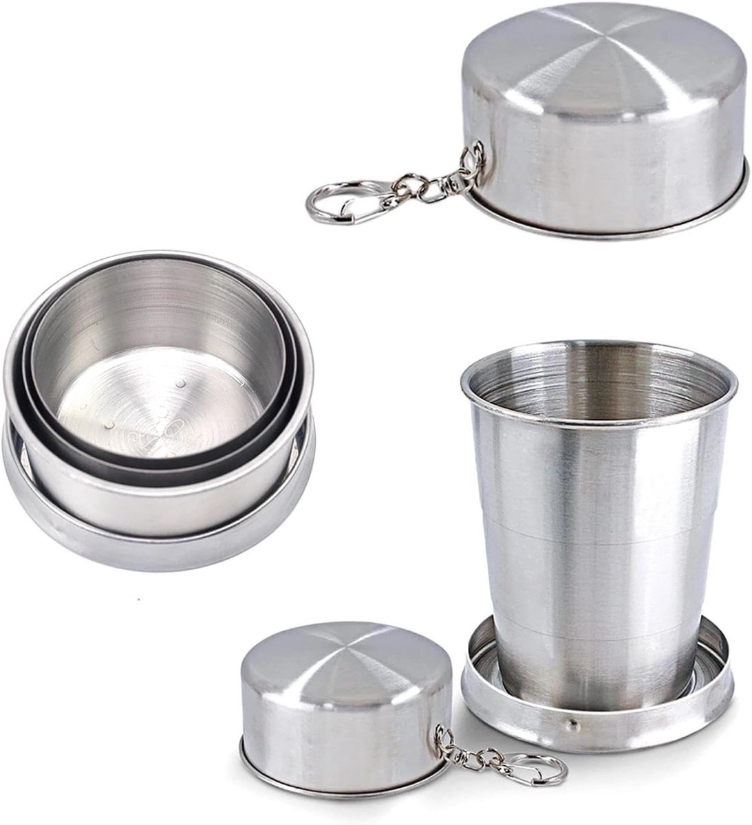 Vouwbare RVS Bekers 150ml - Draagbare Waterkopjes voor Thuis, Reizen en Zakelijk Gebruik
