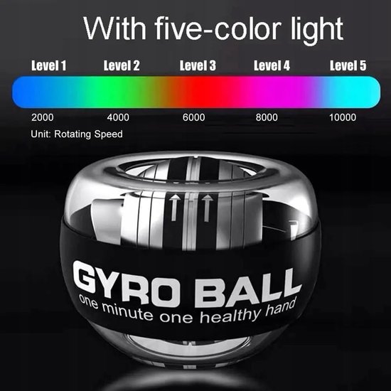 Led Gyro Bal - Pols Trainer - Spierversterking Onderarm - Zelfaandrijvend LED - Standaard Maat - Meerkleurig — afbeelding 4