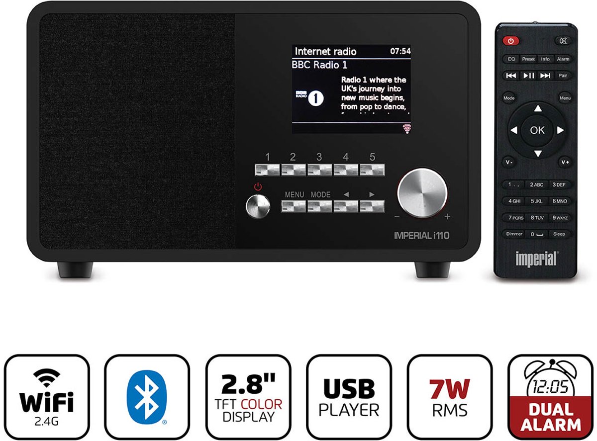 Imperial DABMAN i110 – Internetradio – DAB+ / FM – WiFi – Zwart