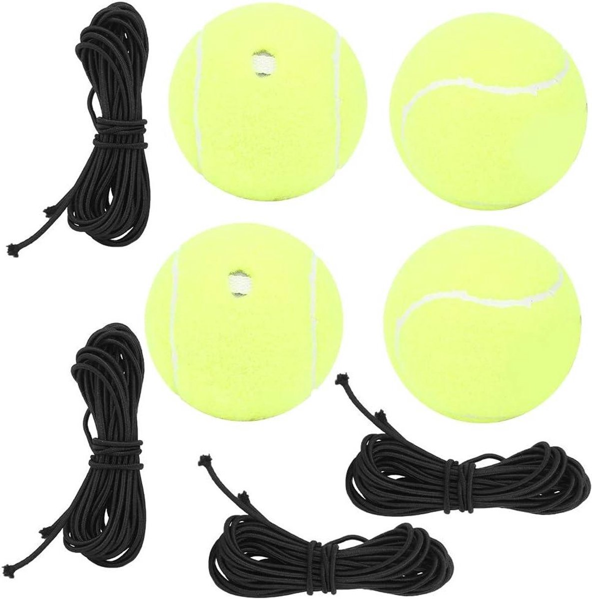 Tennis Ballen - Oefenballen - Thuis Trainen - Met Elastisch Touw - 4 Meter Touw - Geel