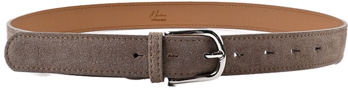 Giuliano Lederen suede riem - Suede - Made in Italy - Zilver - Taupe