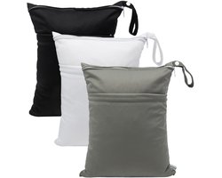 Wet Dry Bags 3-pack - Waterdichte - Herbruikbare Zak met Rits reistassen voor zwemkleding, babyluiers, strand, zwembad, sporttas en natte kleding met 2 vakken