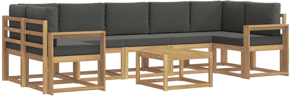 vidaXL Buiten - bank - set - 6 - st - 7-zits - Wit - en - antracietkleurig Wit en antracietkleurig