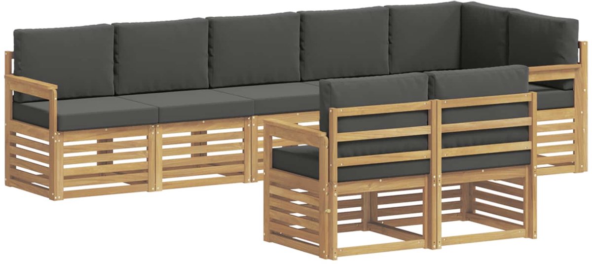 vidaXL Buiten - bank - set - 8 - st - 8-zits - Wit - en - antracietkleurig - Polyester Wit en antracietkleurig