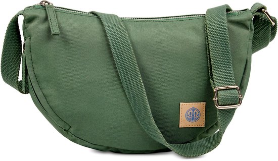 Crossbody Tas Dames Olive – Moon Bag – Compacte Schoudertas – Gemaakt van 7 Gerecyclede Flessen – The BlueWave Collective