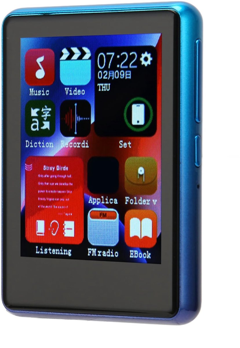 Store_9 - Mp3-speler - Bluetooth 5.0 - Volledig touchscreen - Blauw - Ruisonderdrukking - Ondersteunt 256 GB geheugen - Geschikt voor muziek - Mode...