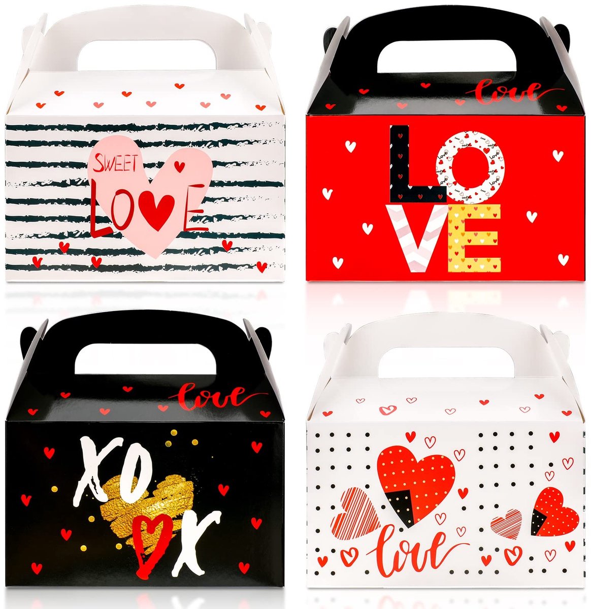 Solidchoice - Dailygoody - Valentijnsdag traktaties - Cupcake doos - 12 stuks - Rood zwart wit - Geschenken verpakking - Snoep en chocolade - Geschikt voor elke gel