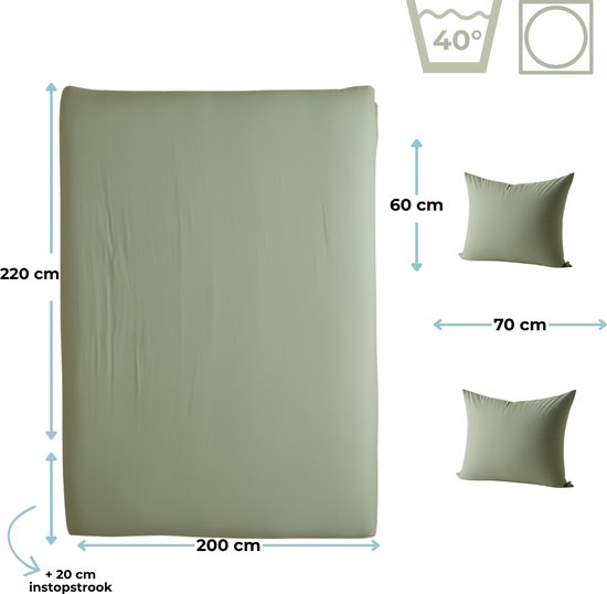 HUSH Living Dekbedovertrek percale - 100% katoen - 200TC - extra fris en koel - sterk en slijtvast - 200x220+20cm - lichtgroen — afbeelding 4