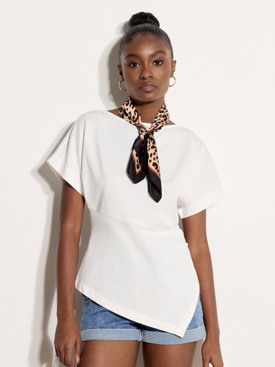 Jersey T-shirt met asymmetrische zoom