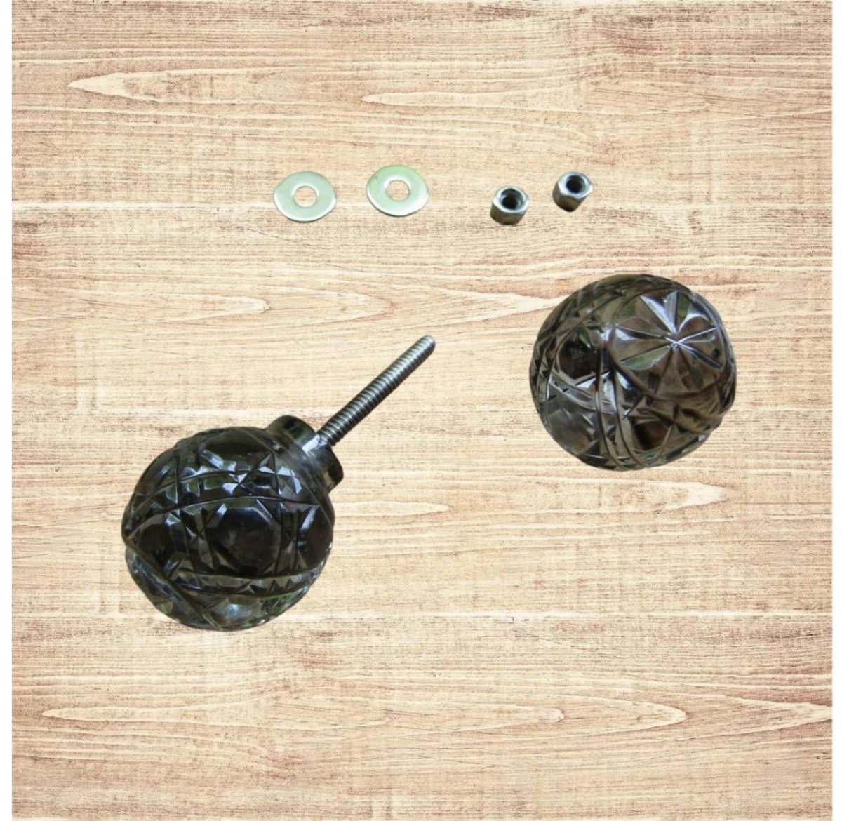 Pack of 2 Retro Ball Glass Knob Chrome