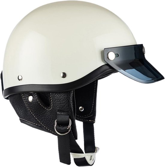 Motorfiets halve helm, open gezichtsmotorhelm,Biker -helm | Comfortabele stijlvolle beschermende halve pet voor avontuurlijk touring racen sneeuwscooter scooter - L
