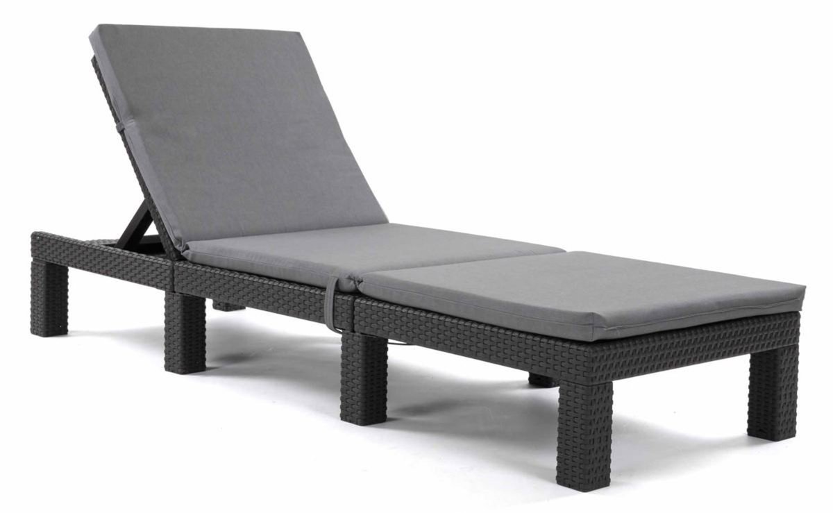 Bazkar Daytona - Kussen voor tuinstoel - Liegstoelkussen 192 x 64 cm - Waterafstotend - Grijs