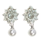 Clip oorbellen- Amanda- Synthetische-parel -zilverkleur- geen gaatje- Charme Bijoux