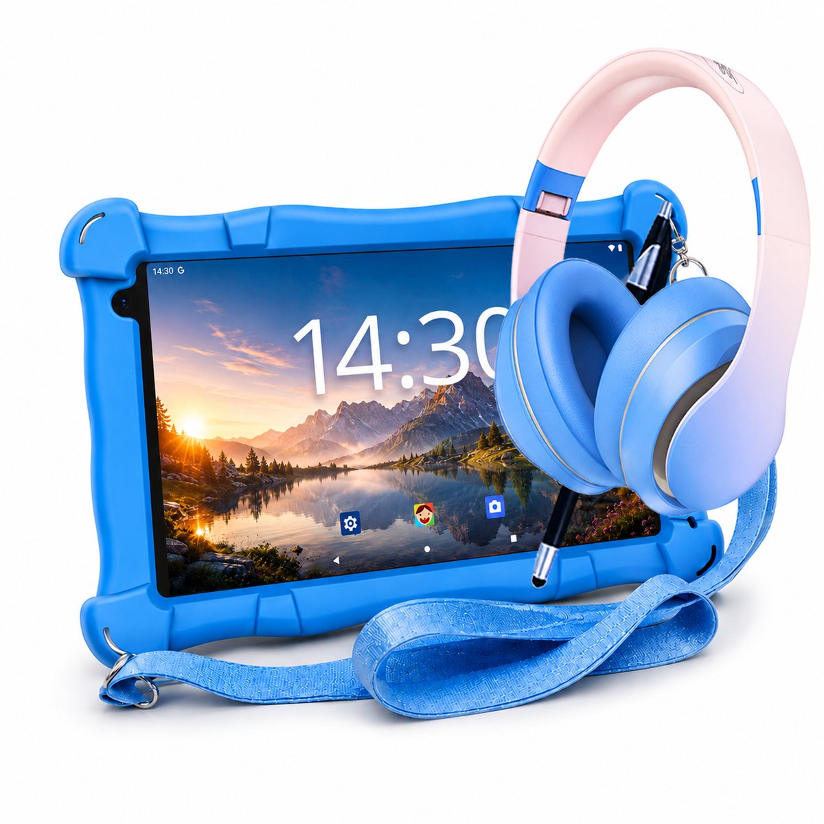 Bol.com AngelTech Kinderpakket Slim – Android 15 – AngelTech Kindertablet Slim + AngelTech Kinderkoptelefoon – Combipakket – Kin... aanbieding