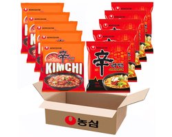NONGSHIM Korean Instant Noedels/Noodles Mixpakket Shin Kimchi Ramen en Shin Noodle (10x pakjes)