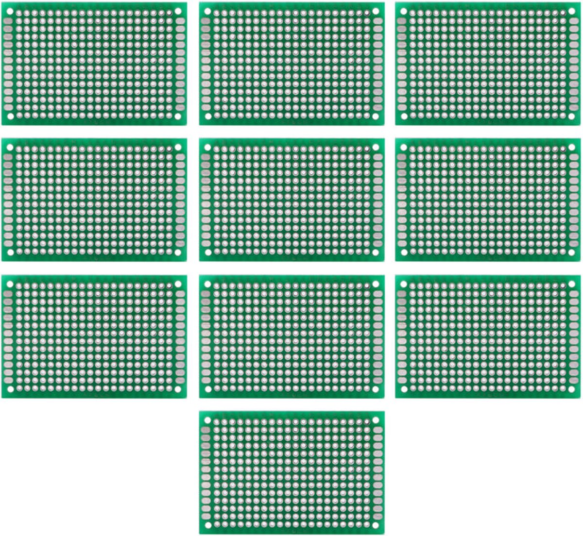 Kavel van 10 circuits geïmprimeerde universums dubbelzijdig 4 x 6 cmgeschikt voor prototyping en soudure