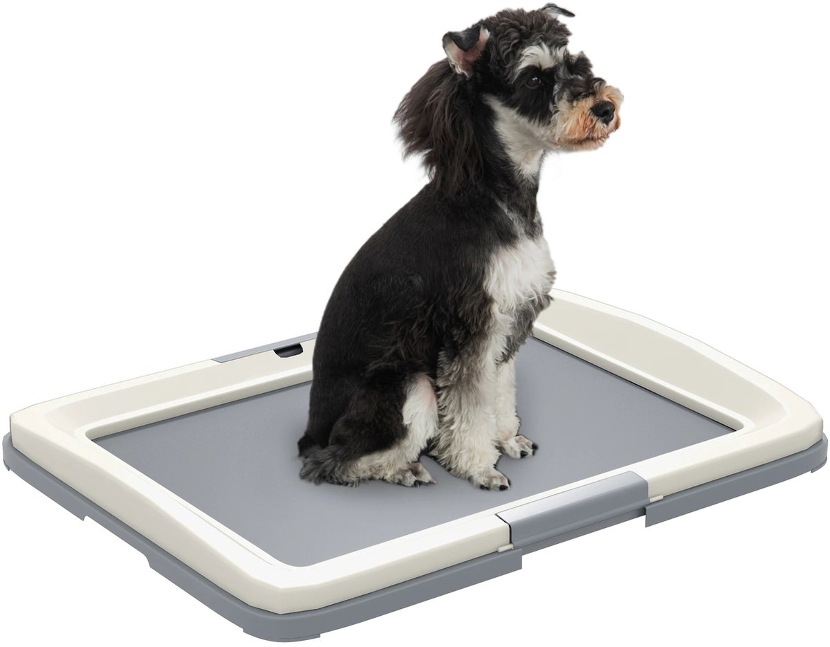 Roossentials honden toilet - Training toilet honden - Training toilet - Met buiten en binnenbak - Voor honden tot 37 cm - Grijs