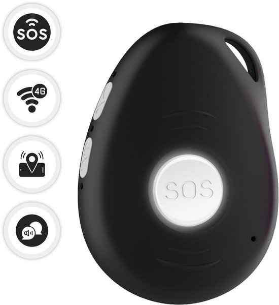 MijnSOS® Alarmknop voor Ouderen - Persoonlijk Alarm Senioren - Valdetectie Noodknop & 4G GPS Tracker zonder Abonnement - Waterdicht IP67 - SOS Persoonsalarm Dementie - Noodsignaal en Paniekknop - Personenalarmering knop - Zwart